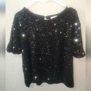 Ophelia Roe. Black Sequin Women's Top-XL